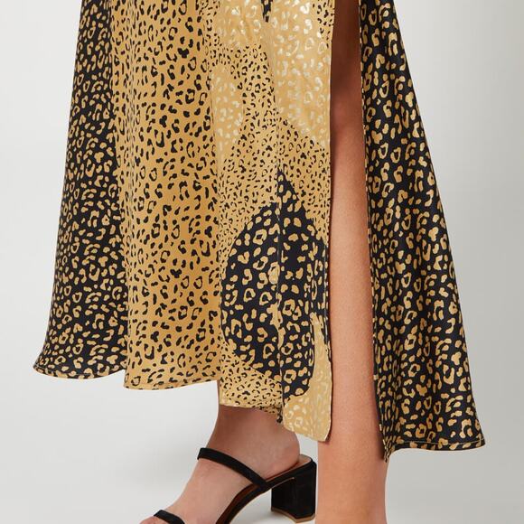 RIXO London Leopard Print Silk Slip Skirt - Picture 4 of 16